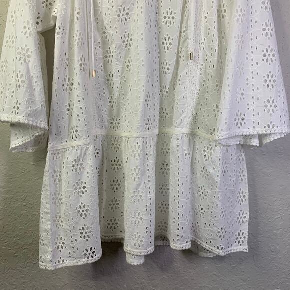 MELISSA ODABASH Dress XL Corina Full Eyelet V-Neck Wide Sleeve Cotton Cover Up - Picture 8 of 16